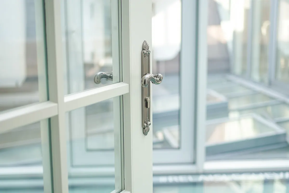 Portas francesas de vidro em interior residencial